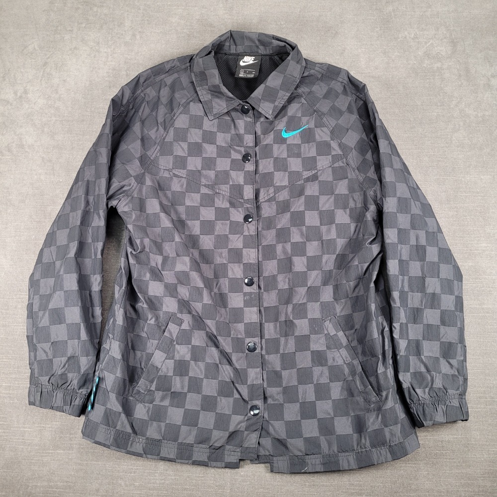 Nike Checkered‎ Vintage Coach Jacket Lightweight Snap Front Jacket Small